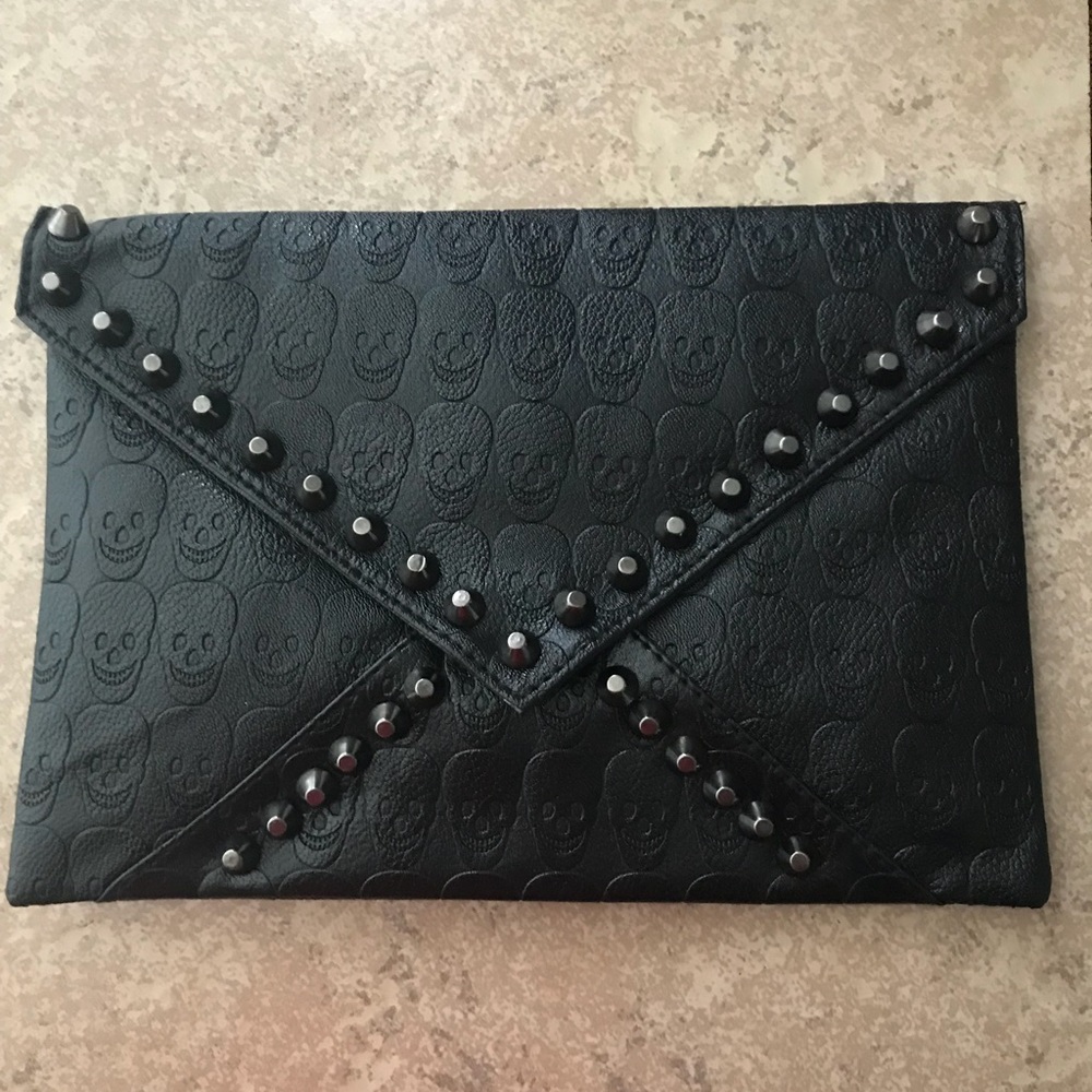 Women Black Skull Crossbody / Clutch Handbag